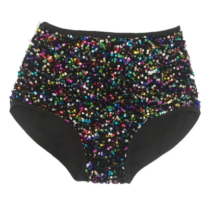 High-Waist Sequined Disco Briefs & Stage Performance Hot Pants