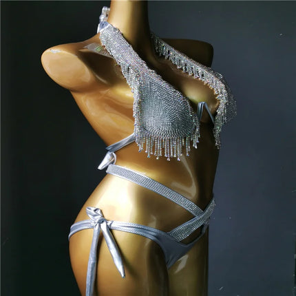 The Venus Vacation Classic Diamond Bikini – Heavy Shimmer Showgirl Swim Set