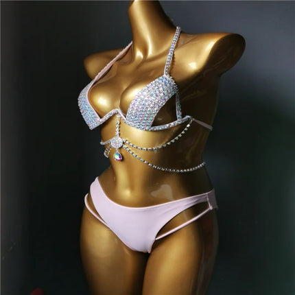 The Venus Vacation Classic Crystal Bikini – Ultra-Glam Rhinestone Showgirl Swim Set