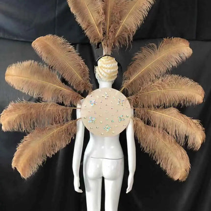Feather Backpiece and Plume Headdress Set
