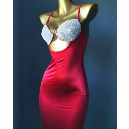 The Venus Vacation Rhinestone Mini Dress – Diamond Illusion Showgirl Costume