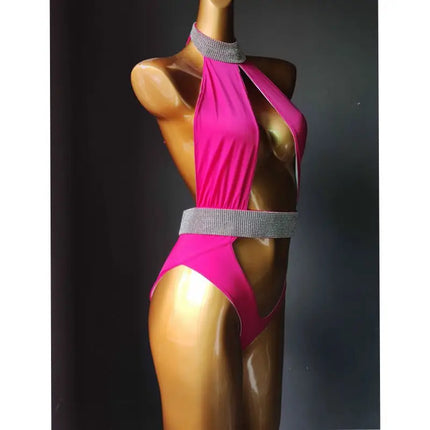 Classic Rhinestone Push-Up Performance Set – Shimmering Crystal Bandage Costume & Bling Two-Piece for GoGo Dancers & Festivals