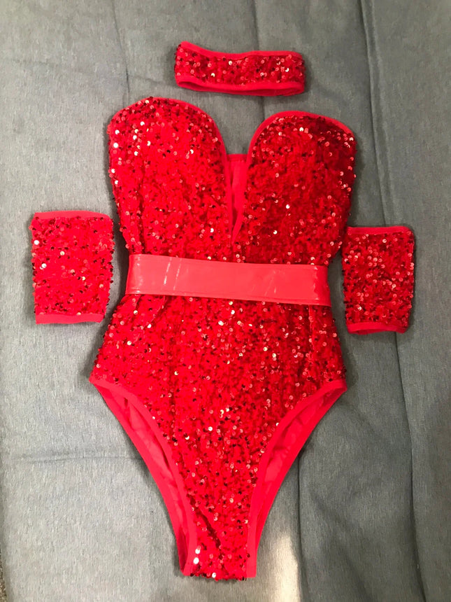 The Stardust Prism Sequin Bodysuit – Colorful High-Cut Rave & Gogo Dancewear