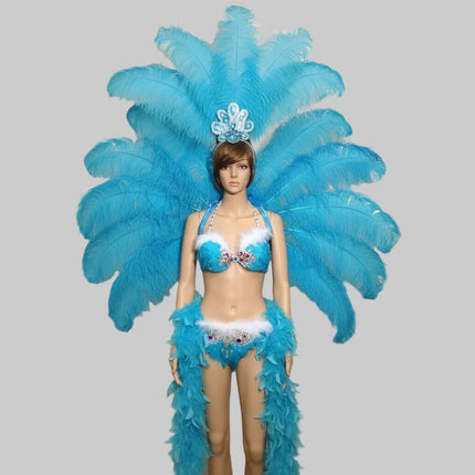 Deluxe Feather Flower Backboard Showgirl Performance Set