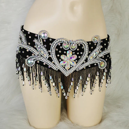 The Stardust Oasis Sirena – Deluxe Crystal & Beaded Belly Dance Bra & Belt 2-Piece Costume Set