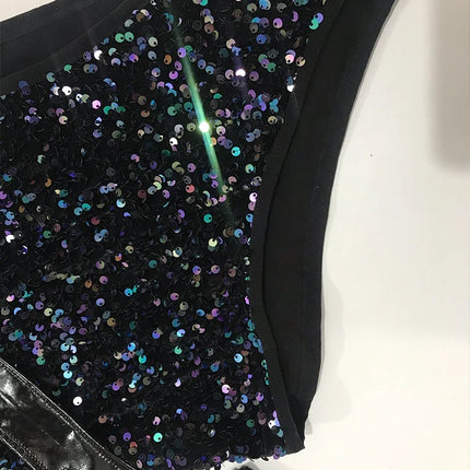 The Stardust Prism Sequin Bodysuit – Colorful High-Cut Rave & Gogo Dancewear