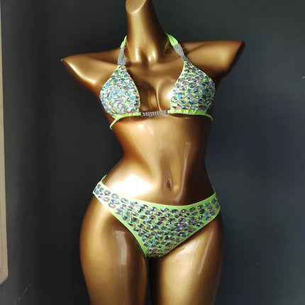 The Venus Horizon Rhinestone Bikini – Premium Crystal Triangle Showgirl Set