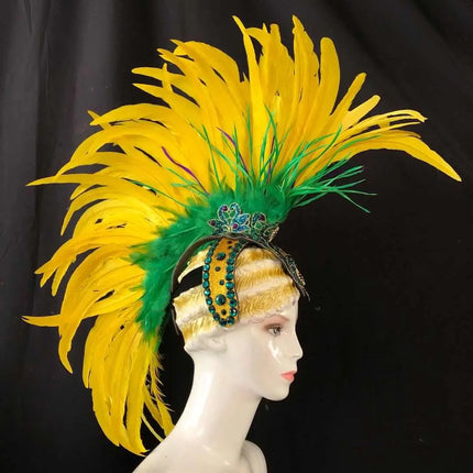 The Stardust Samba Radiance – Elegant Feathered Stage & Carnival Headdress