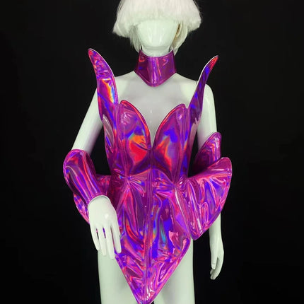 Laser Stage Costume Nightclub DJ Singer Future Technology Performance Clothes Leather Irregular Bodysuit Dress Show Rave Outfits