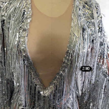 Sparkly Sequins Fringe Bodysuit Women's Sexy Dancer Show Leotard