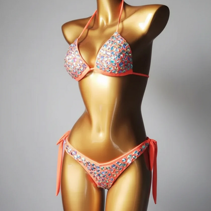Strappy Rhinestone Bandage Set – Exotic Crystal Cross-Wrap & Bling Suit for Luxury Parties
