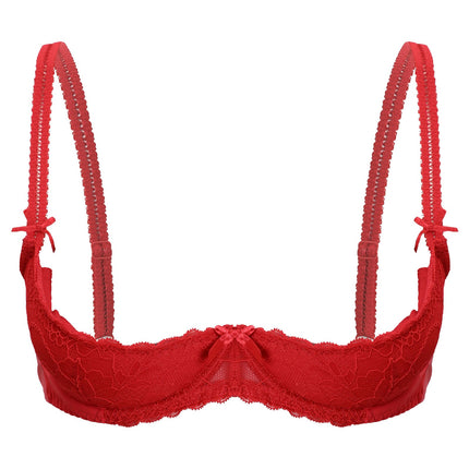 Lace Underwire Half-Cup Push-Up Bra