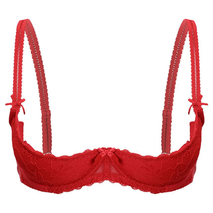 Lace Underwire Half-Cup Push-Up Bra