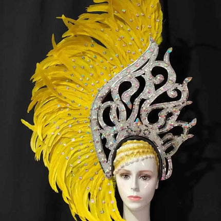 The Stardust Samba Radiance – Elegant Feathered Stage & Carnival Headdress