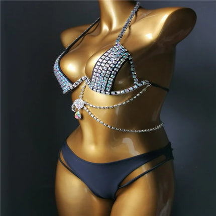The Venus Vacation Classic Crystal Bikini – Ultra-Glam Rhinestone Showgirl Swim Set