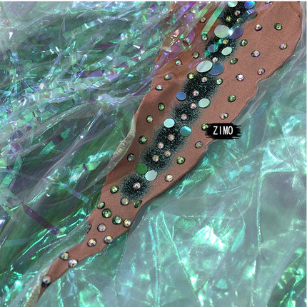 Emerald Green Rhinestone Sequin Mermaid Gown & Crown Stage Performance Costume Set