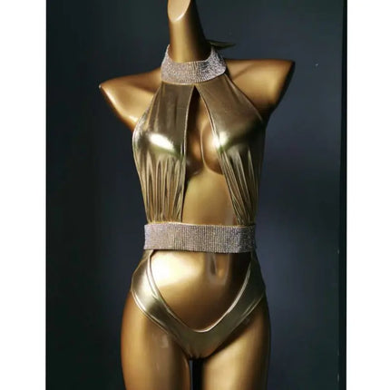 Classic Rhinestone Push-Up Performance Set – Shimmering Crystal Bandage Costume & Bling Two-Piece for GoGo Dancers & Festivals
