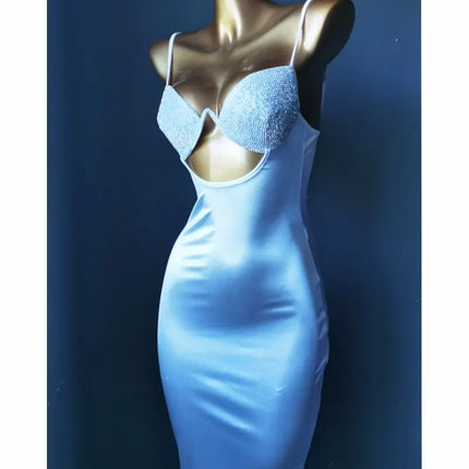 The Venus Vacation Rhinestone Mini Dress – Diamond Illusion Showgirl Costume