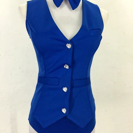 Red Yellow Blazer Vest 3 Piece Set Women Jazz Dance Team Performance Clothes Singer Bar Concert Nightclub Party Dance Costume