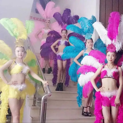 Deluxe Feather Flower Backboard Showgirl Performance Set