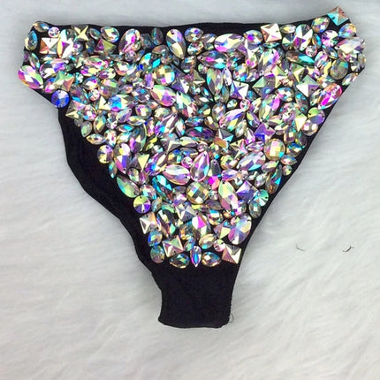 Handmade Samba Carnival AB Crystal Stone High-Waisted Performance Panties