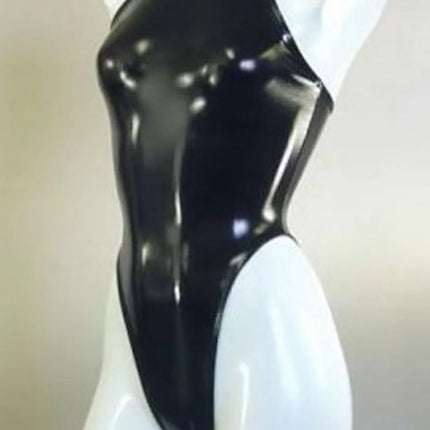 High Cut Halter Neck Shiny PVC & Matte Latex Stage Dance Bodysuit Costume
