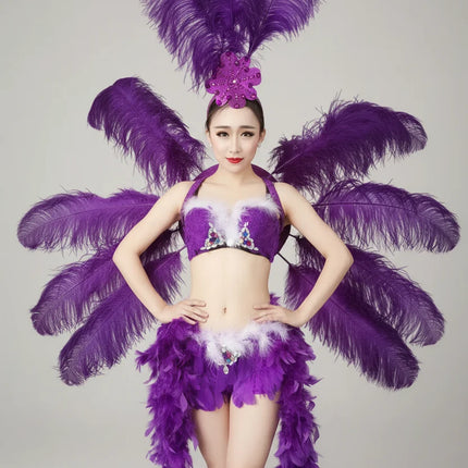 Deluxe Feather Flower Backboard Showgirl Performance Set