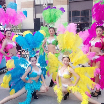 Deluxe Feather Flower Backboard Showgirl Performance Set