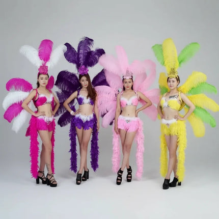 Deluxe Feather Flower Backboard Showgirl Performance Set