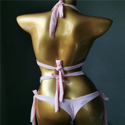 The Venus Vacation High-Waist Bikini – Classic Diamond Rhinestone Showgirl Set