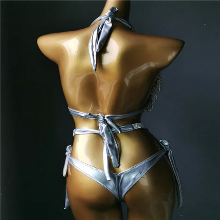 The Venus Vacation Classic Diamond Bikini – Heavy Shimmer Showgirl Swim Set