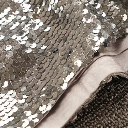 Sparkly Sequin High-Waisted O-Ring Zip Bodycon Shorts Stage Costume