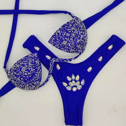 The Venus Vacation Rhinestone Bikini – Diamond Showgirl Performance Swim Set