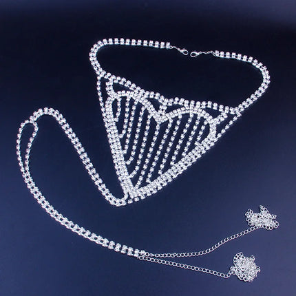 Dazzling Heart Crystal Bra Chain & Thong Bikini Body Jewelry Set
