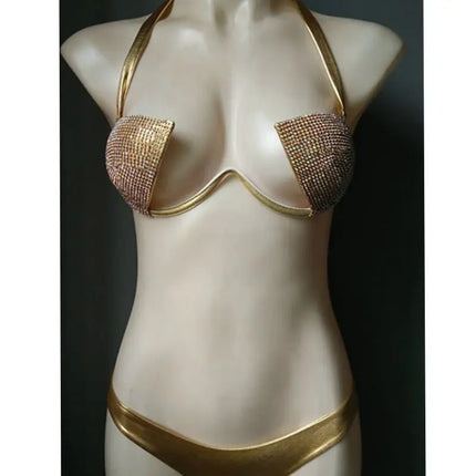 The Venus Vacation Classic Diamond Bikini – Heavy Shimmer Showgirl Swim Set