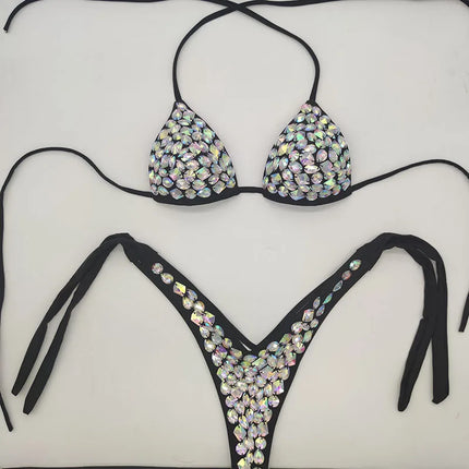 Strappy Rhinestone Bandage Set – Exotic Crystal Cross-Wrap & Bling Suit for Luxury Parties