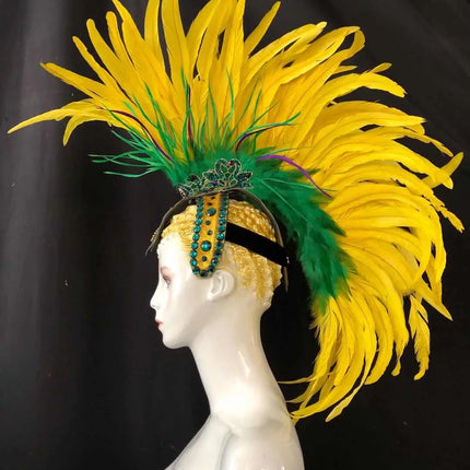 The Stardust Samba Radiance – Elegant Feathered Stage & Carnival Headdress