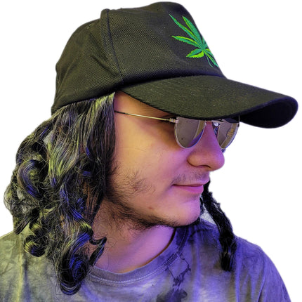 Just Grateful Hat with Gray Hair & Glasses Pot Leaf Herb Hippie Baseball Cap Hat