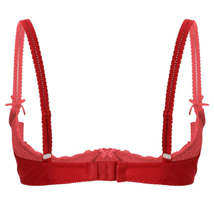 Lace Underwire Half-Cup Push-Up Bra