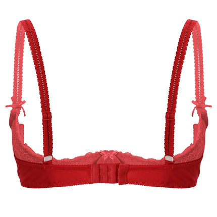 Lace Underwire Half-Cup Push-Up Bra