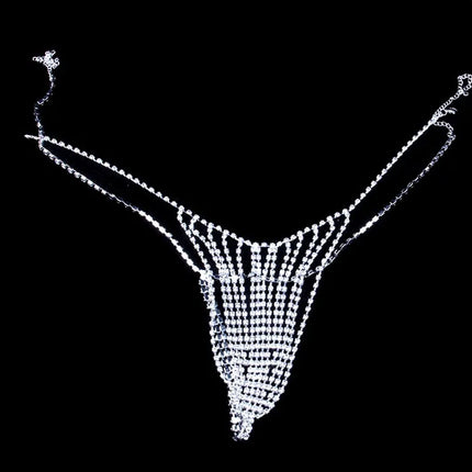 Luxury Rhinestone Bikini Body Chain Set – Shimmering Crystal Harness Bra & Thong Set for Festivals, Raves & Exotic Clubwear