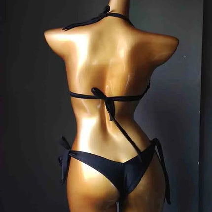 The Venus Vacation Deep-V Bikini – Luxe Rhinestone Embellished Showgirl Swim Set