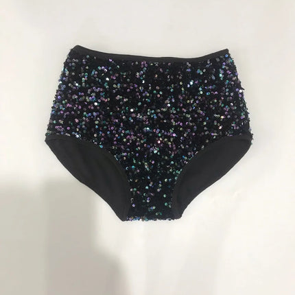 High-Waist Sequined Disco Briefs & Stage Performance Hot Pants