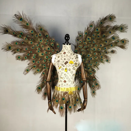 The Stardust Empress Royale – Deluxe Peacock Feather Wings & Skirt Stage Performance Costume Set