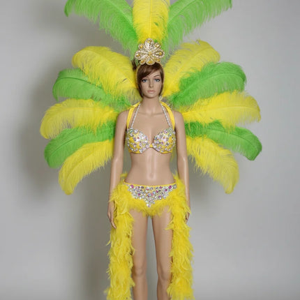 Deluxe Feather Flower Backboard Showgirl Performance Set