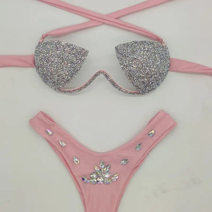 The Venus Vacation Rhinestone Bikini – Diamond Showgirl Performance Swim Set