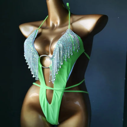 The Venus Vacation Tassel Bikini – Luxe Rhinestone Fringe Showgirl Set
