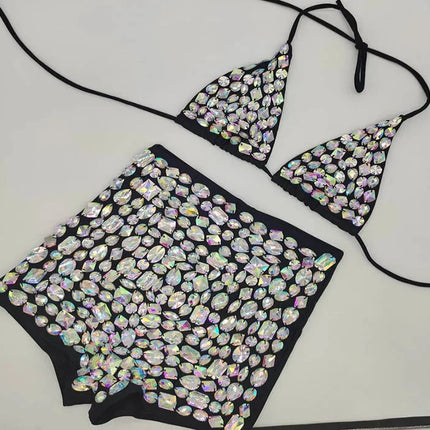 The Venus Vacation Bandage Bikini – Luxe Diamond Rhinestone Showgirl Set