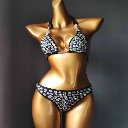 The Venus Horizon Rhinestone Bikini – Premium Crystal Triangle Showgirl Set
