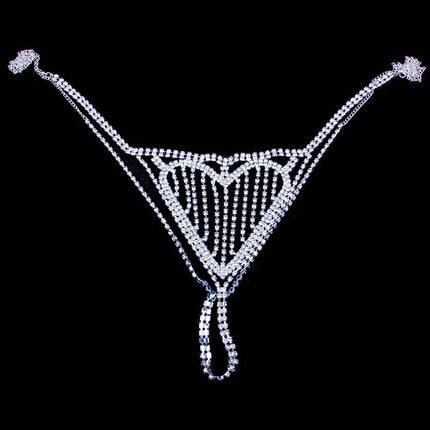 Dazzling Heart Crystal Bra Chain & Thong Bikini Body Jewelry Set